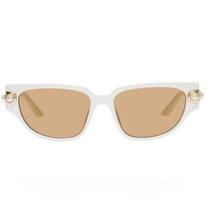 NWT Le Specs x Missoma Serpens Link Cat Eye Ivory Peal Sunglasses Off-White NEW